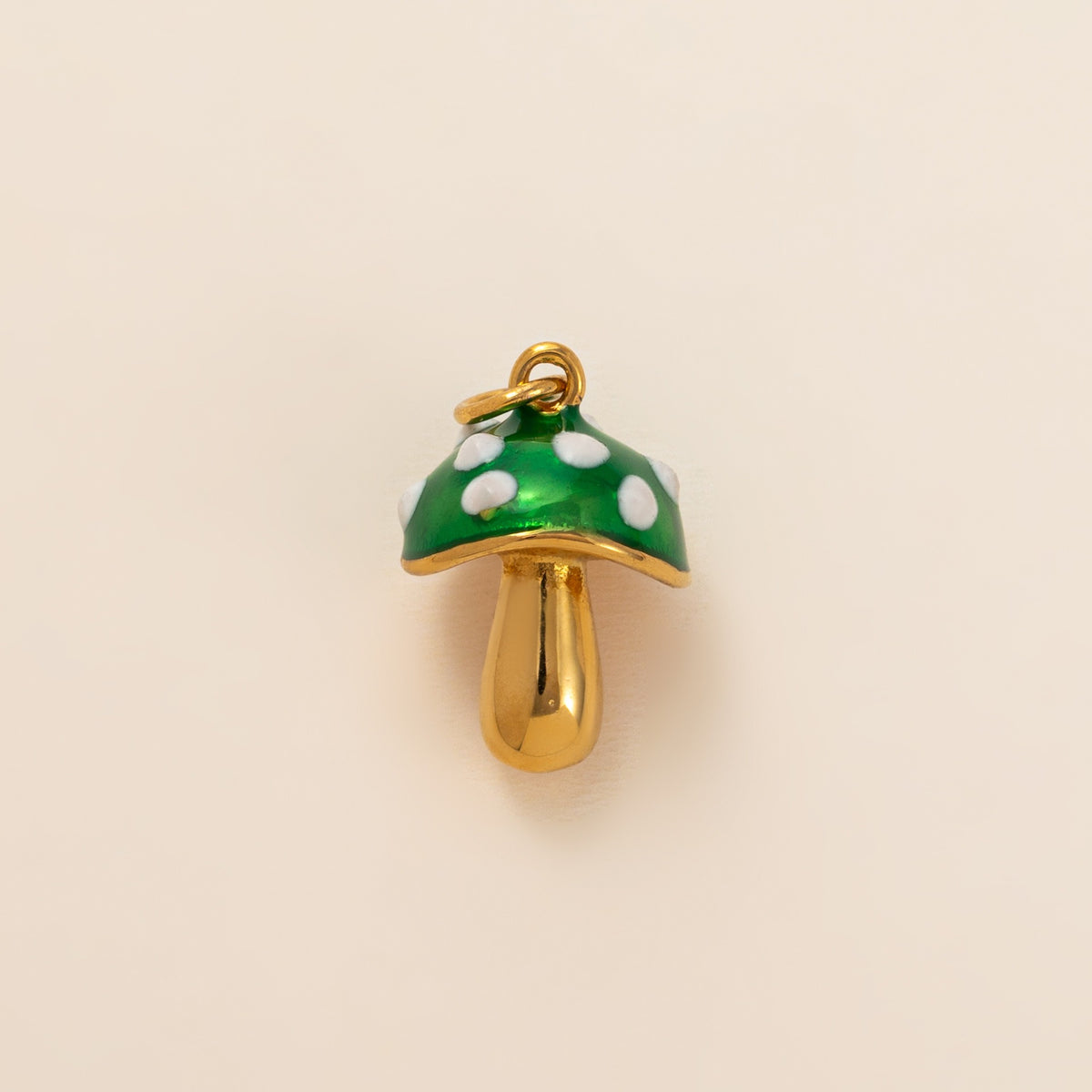 18K Gullbelagt Halskjede med Vakuumbelegg - Minimalistisk Anheng Green mushroom pendant