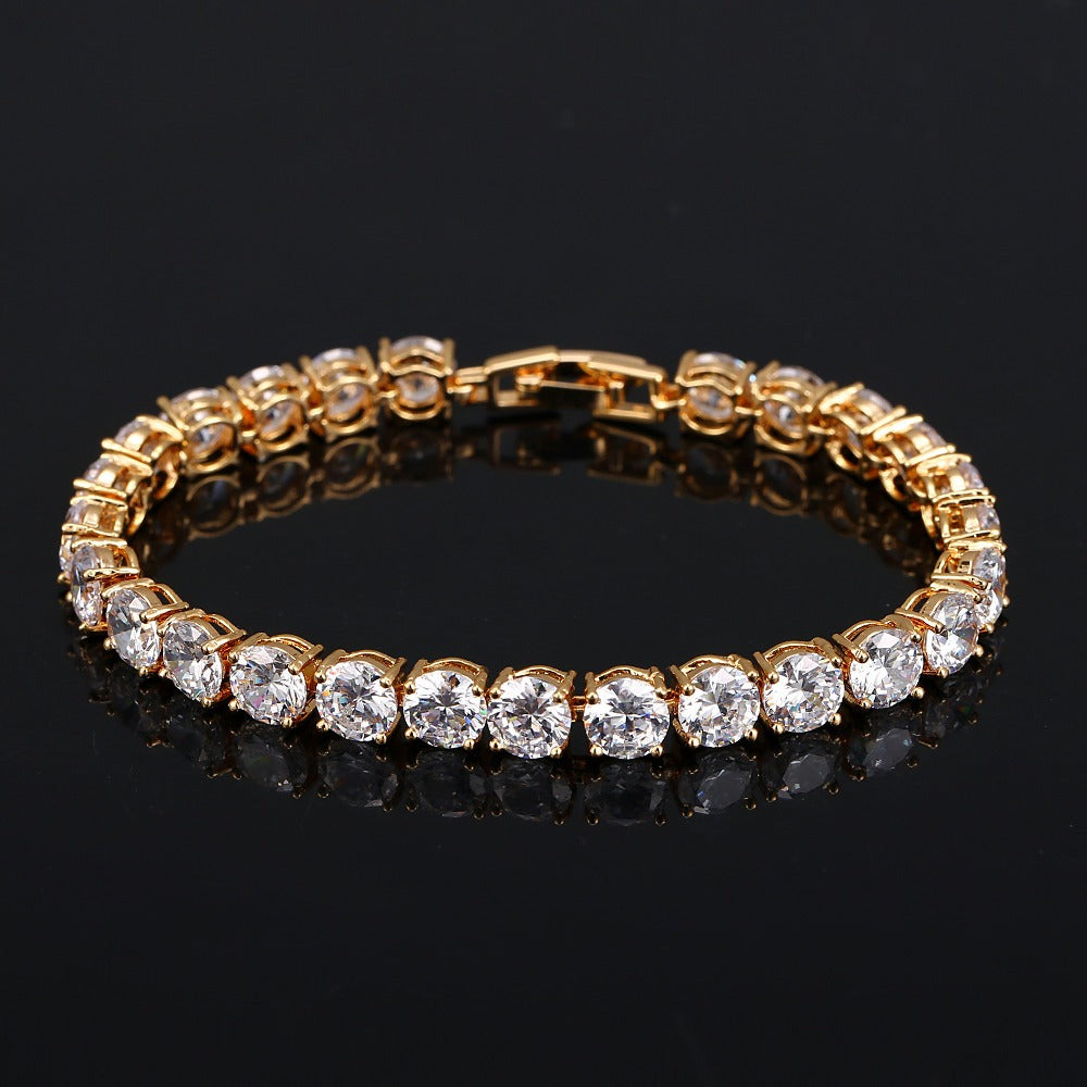 Armbånd Dame S925 Stølv - Lett Luksus Zirkon Design Gold-plated white zircon