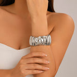 Armbånd Dame 18K Gullbelagt - Geometrisk Bred Tekstur Design Edel Lett Luksus