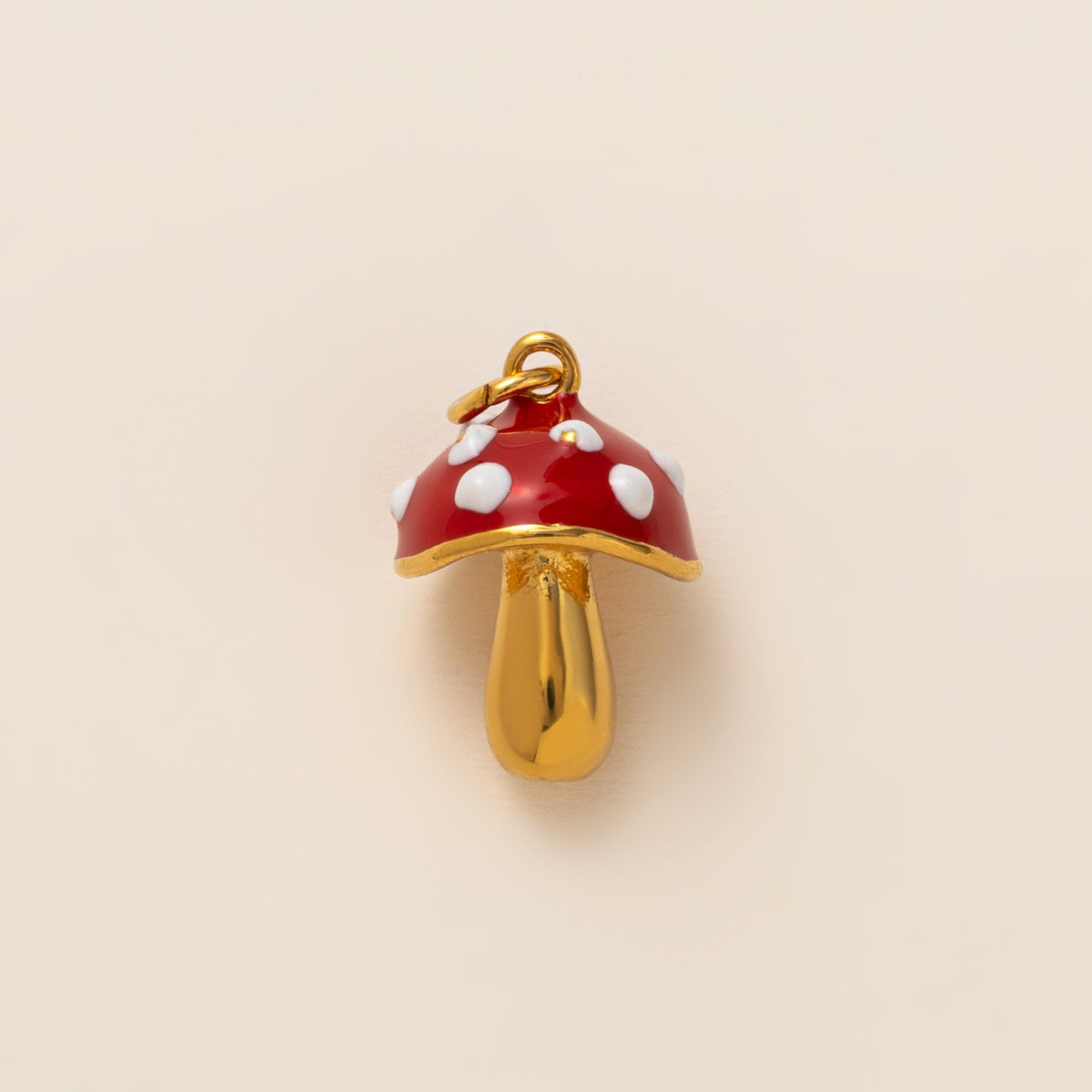 18K Gullbelagt Halskjede med Vakuumbelegg - Minimalistisk Anheng Red mushroom pendant