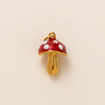 18K Gullbelagt Halskjede med Vakuumbelegg - Minimalistisk Anheng Red mushroom pendant