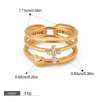 Ringsett Dame 18K Gullbelagt - Geometrisk Design med Zirkon Justerbar Style C-21