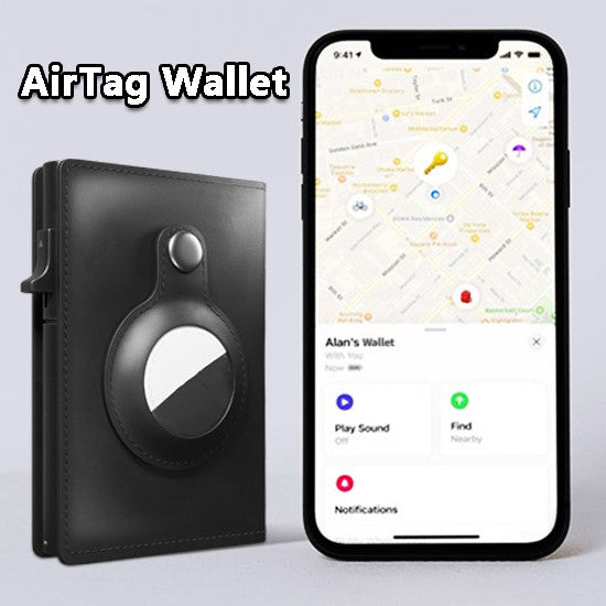 AirTag Wallet Anti Theft Bullet Card Bag Multi-functional Rfid Card Holder Men's Leather Slim Wallets For Airtag Air Tag - Trendyglobal 