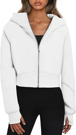 Sporty Kort Hoodie Cardigan - White / S