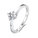 Sølvring Dame S925 Moissanite - Curved Ring med Fire-Prong Håndlaget Empty setting (without main stone)