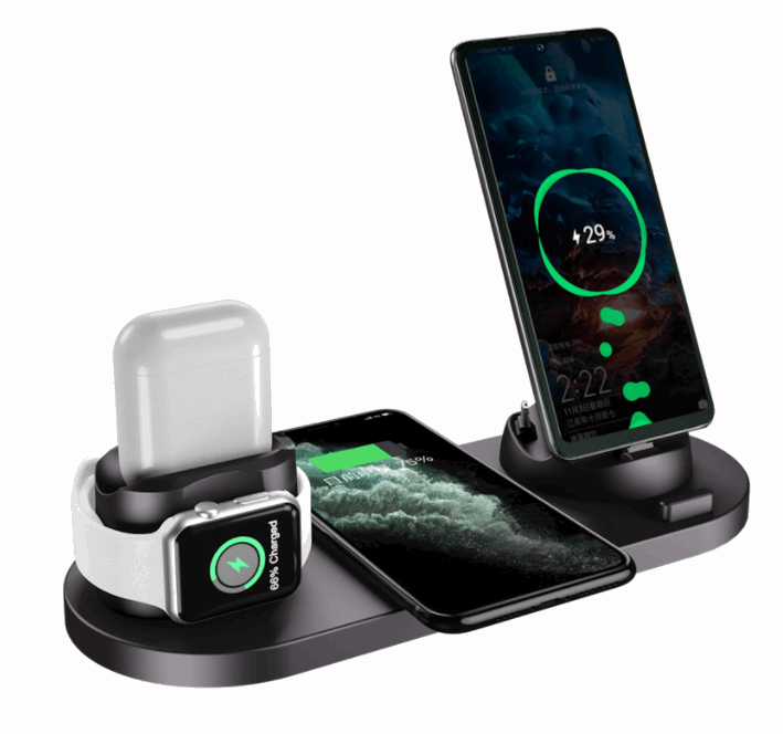 Wireless Charger For IPhone Fast Charger For Phone Fast Charging Pad For Phone Watch 6 In 1 Charging Dock Station - Trendyglobal 