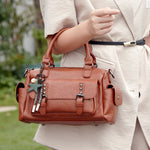 Women Bag Retro Leather Boston Women Handbag Designer - Trendyglobal 