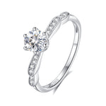 Sølvring Dame Sterling S925 - Moissanite Petal Ring 0.5ct Håndlaget Empty setting (without main stone)