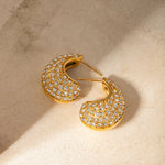 Øredobber Dame 18K gullbelagt- Tåreform Halv Diamant Design Lett Luksus