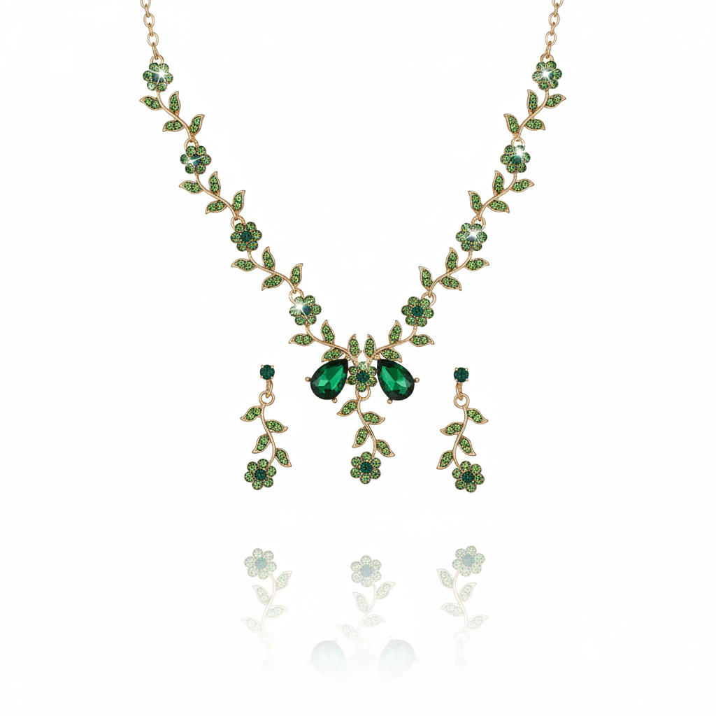 Brudesmykke Sett - Elegant Halskjede og Øredobber