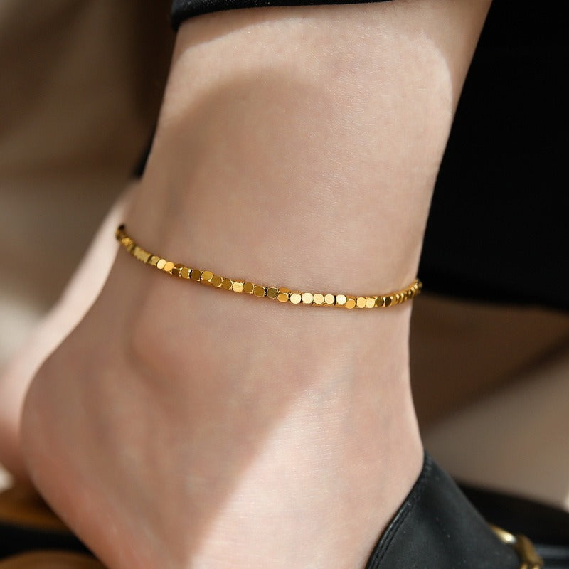 Ankelsmykke Dame 18K gullbelagt - Lett Luksus Gull og Sølv Design Gold