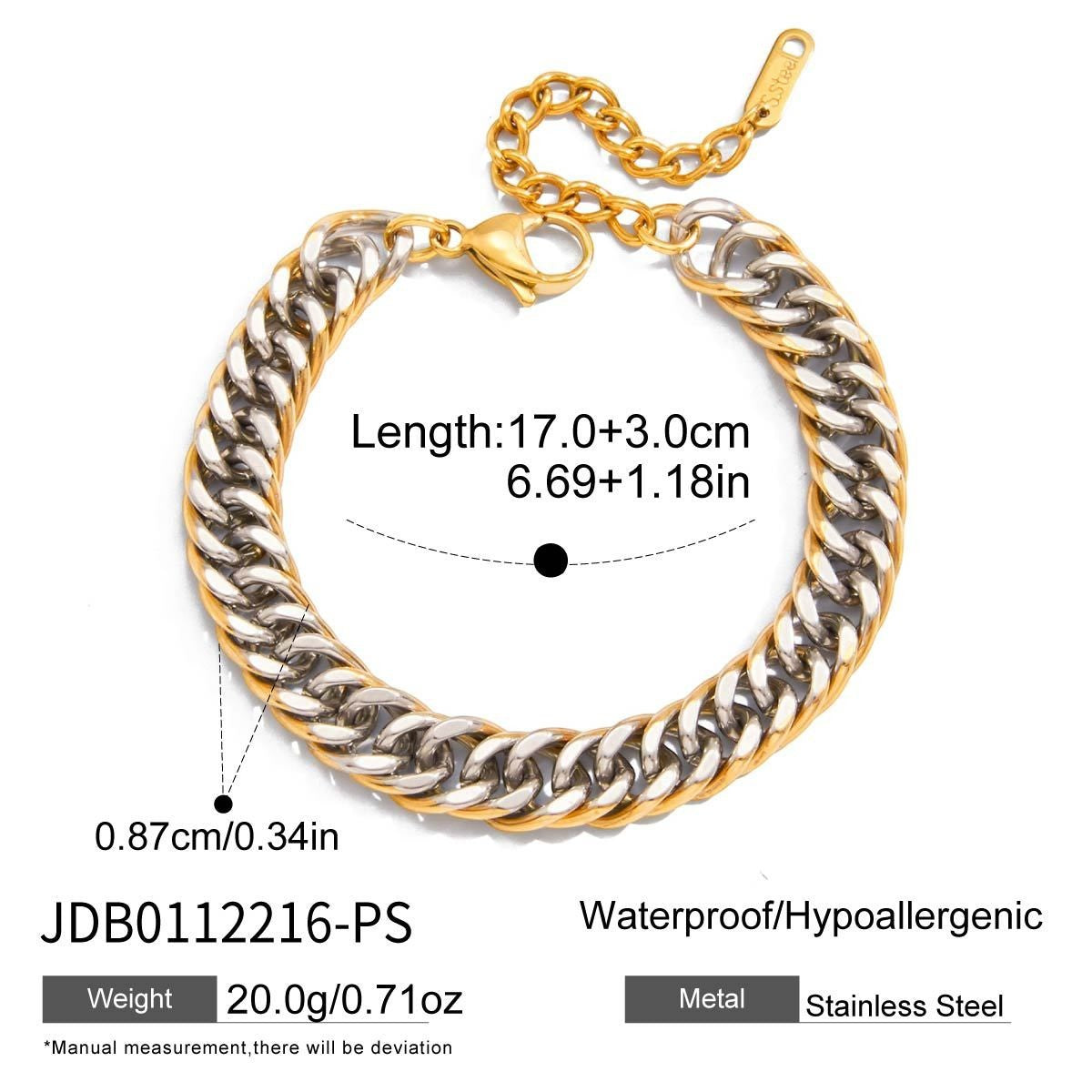 Cubansk Lenke Armbånd i Rustfritt Stål – To-Tonet Design Cuban Bracelet