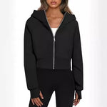 Sporty Kort Hoodie Cardigan - Black / S