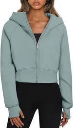 Sporty Kort Hoodie Cardigan - Green / S