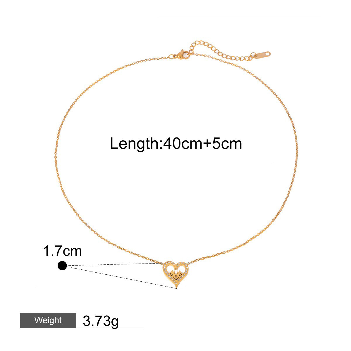 Halskjede og Ring Sett Dame 18K gullbelagt - MOM Hjerte Design med Zirkon Style A-Necklace-07