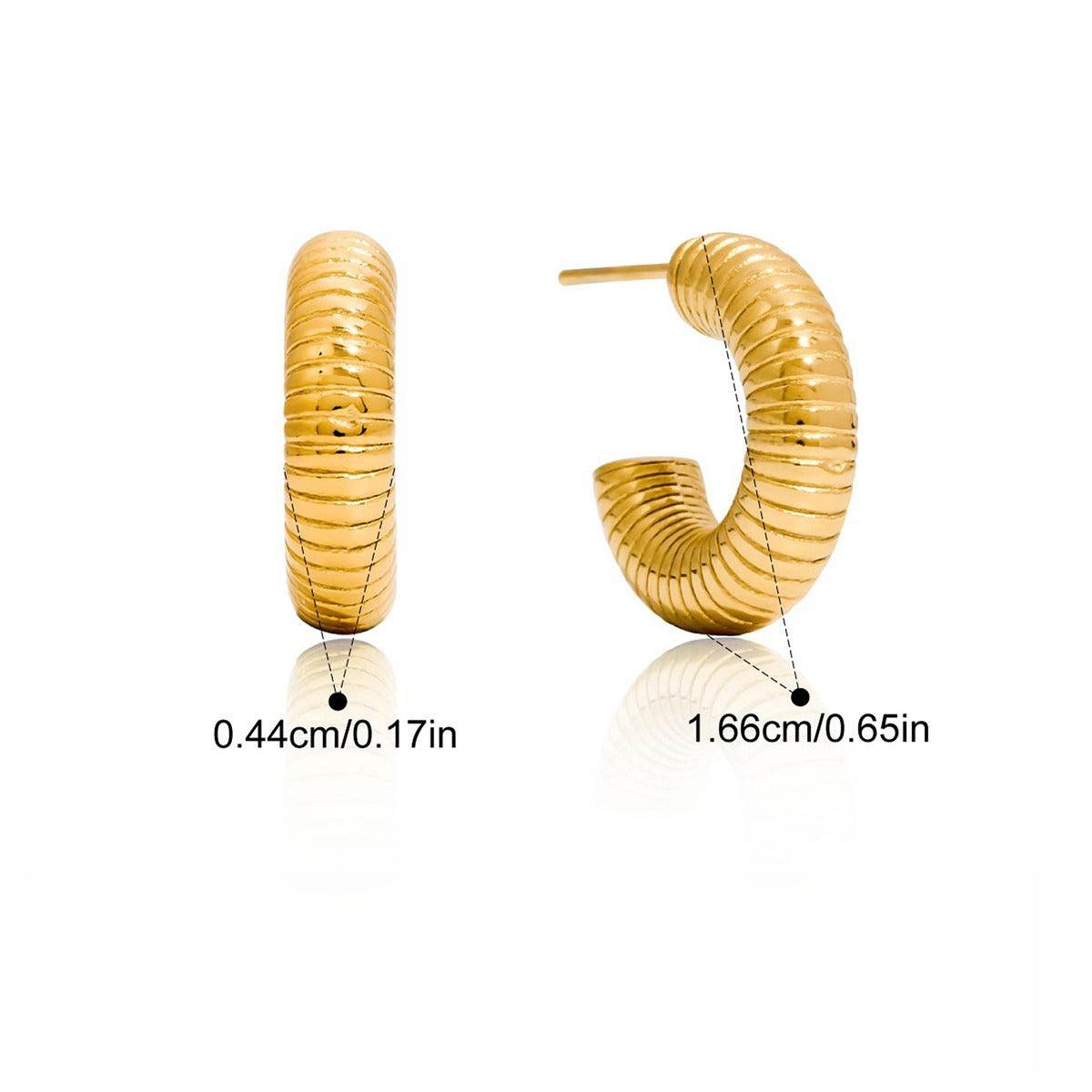 Øredobber Dame 18K Gullbelagt - Lett Luksus Titanstål Stud Ear C
