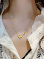 Halskjede Dame 18K gullbelagt - Hjerte med Bokstav "e" Design