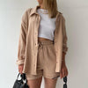 Long-sleeved shirt and shorts - Women's casual - two-piece set