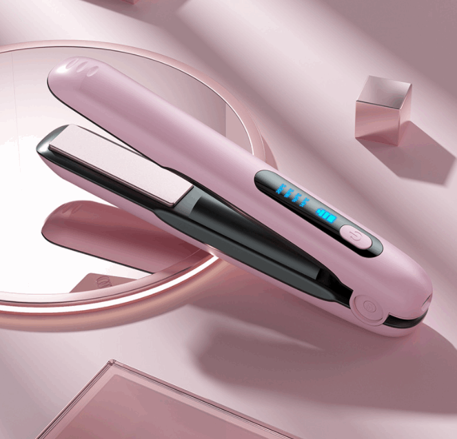 Wireless Hair Straightener Flat Iron Mini 2 IN 1 Roller USB 5000mAh Max 200 Degree Portable Cordless Curler 4 Levels Dry And Wet Uses - Trendyglobal 