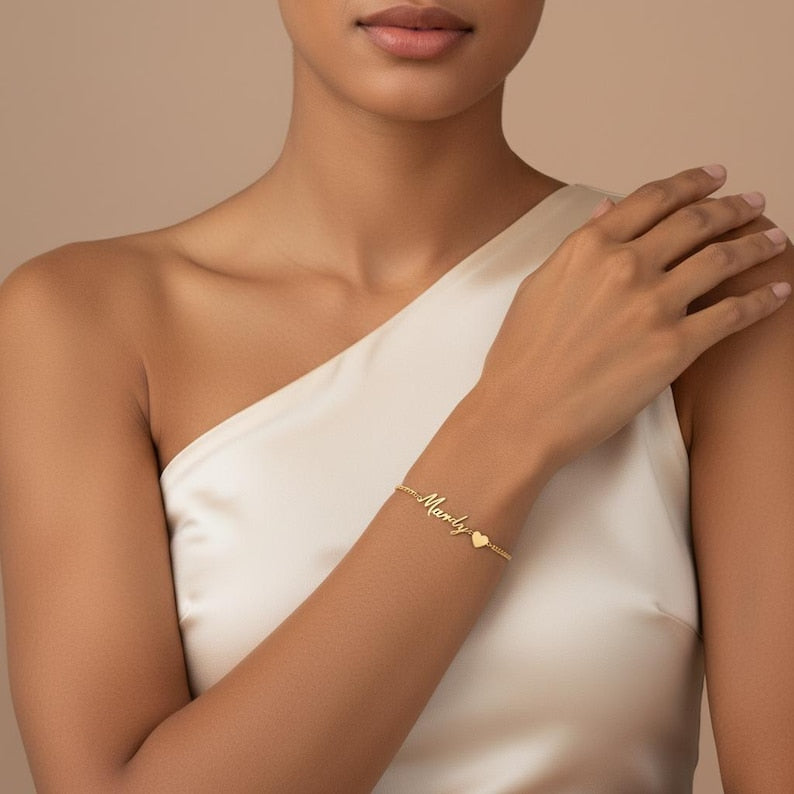 Armbånd Dame i sølv - Tilpasset Navn Design Minimalistisk