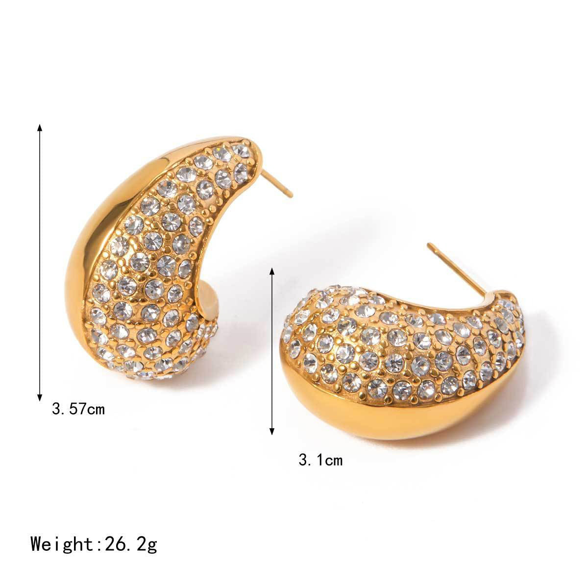 Øredobber Dame 18K gullbelagt- Tåreform Halv Diamant Design Lett Luksus