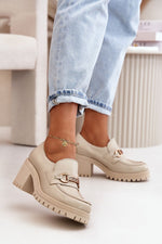 Heeled low shoes model 199811 Step in style - beige / 36