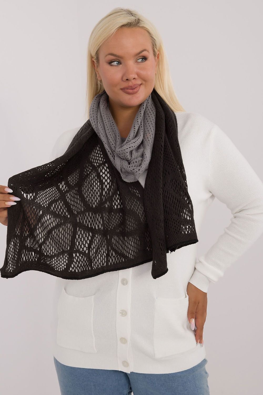 Shawl model 200860 AT - grey / one-size-fits-all