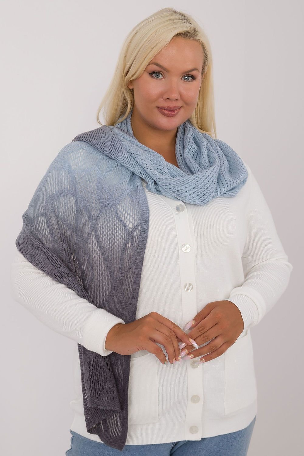 Shawl model 200860 AT - blue / one-size-fits-all