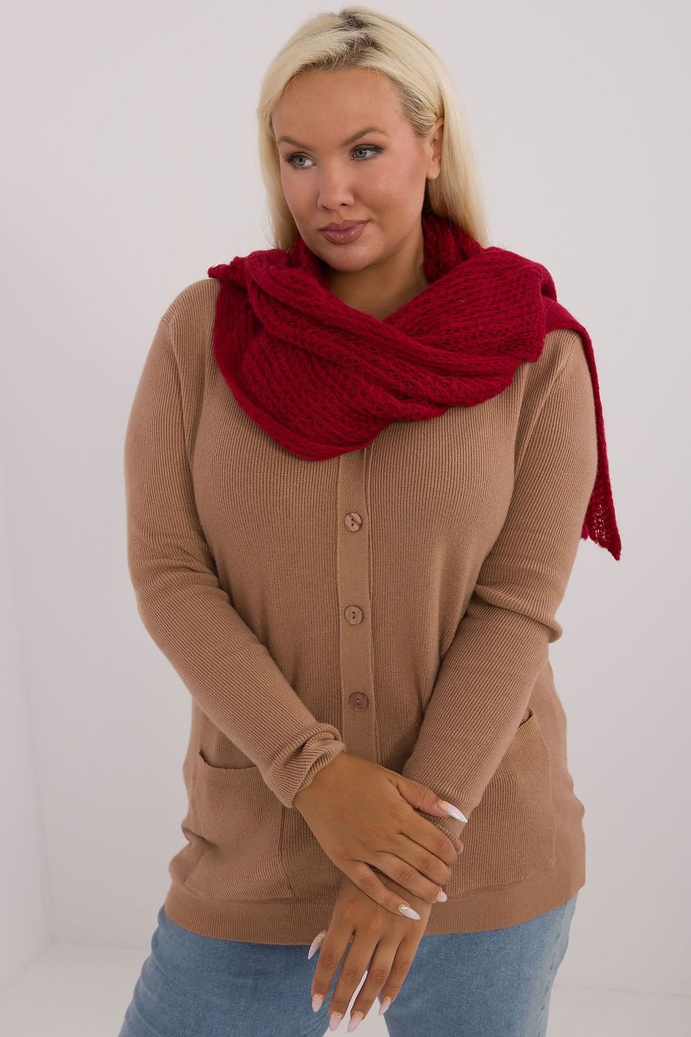 Shawl model 200976 AT - red / one-size-fits-all