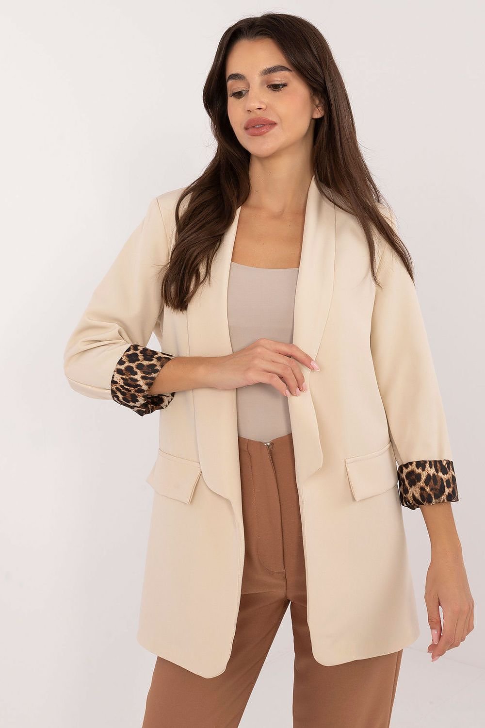 Jakke blazer for dame 200988 Italy Moda - beige / one-size-fits-all - Frakker og jakker