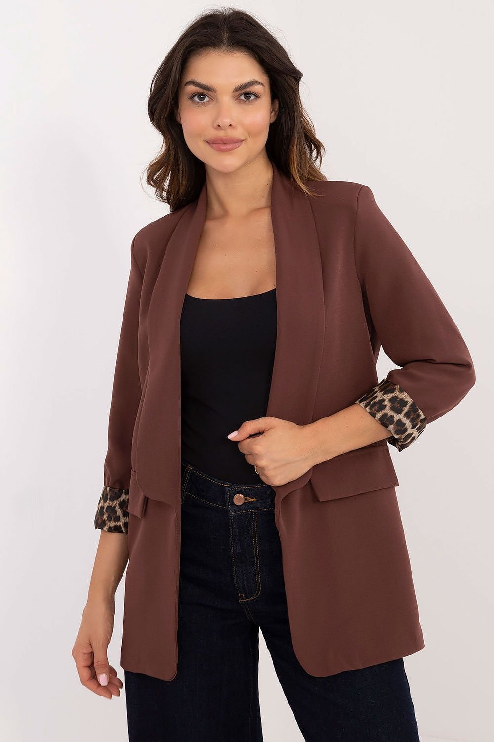 Jakke blazer for dame 200988 Italy Moda - brown / one-size-fits-all - Frakker og jakker