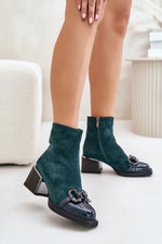 Heel boots model 201020 Step in style - green / 36