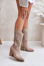 Heel boots model 201319 Step in style - beige / 36