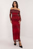 Red Off-Shoulder Leopard Print Pencil Dress 202390 Italy Moda