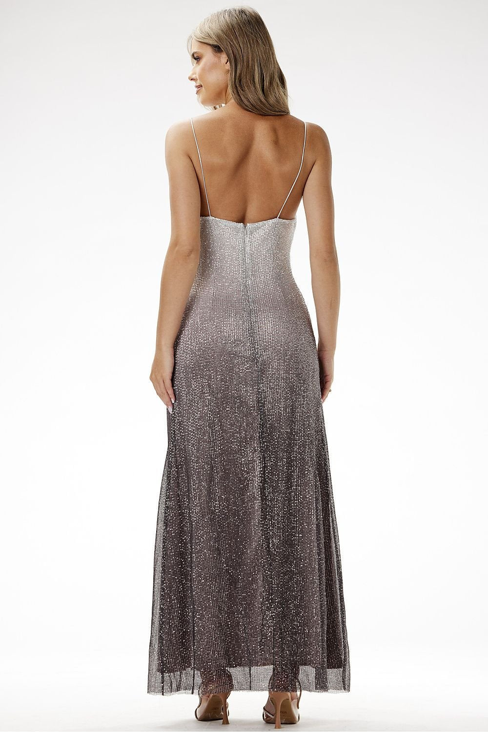 Strapless Sequin Maxi Festkjole - Ombre Effekt for Spesielle Anledninger