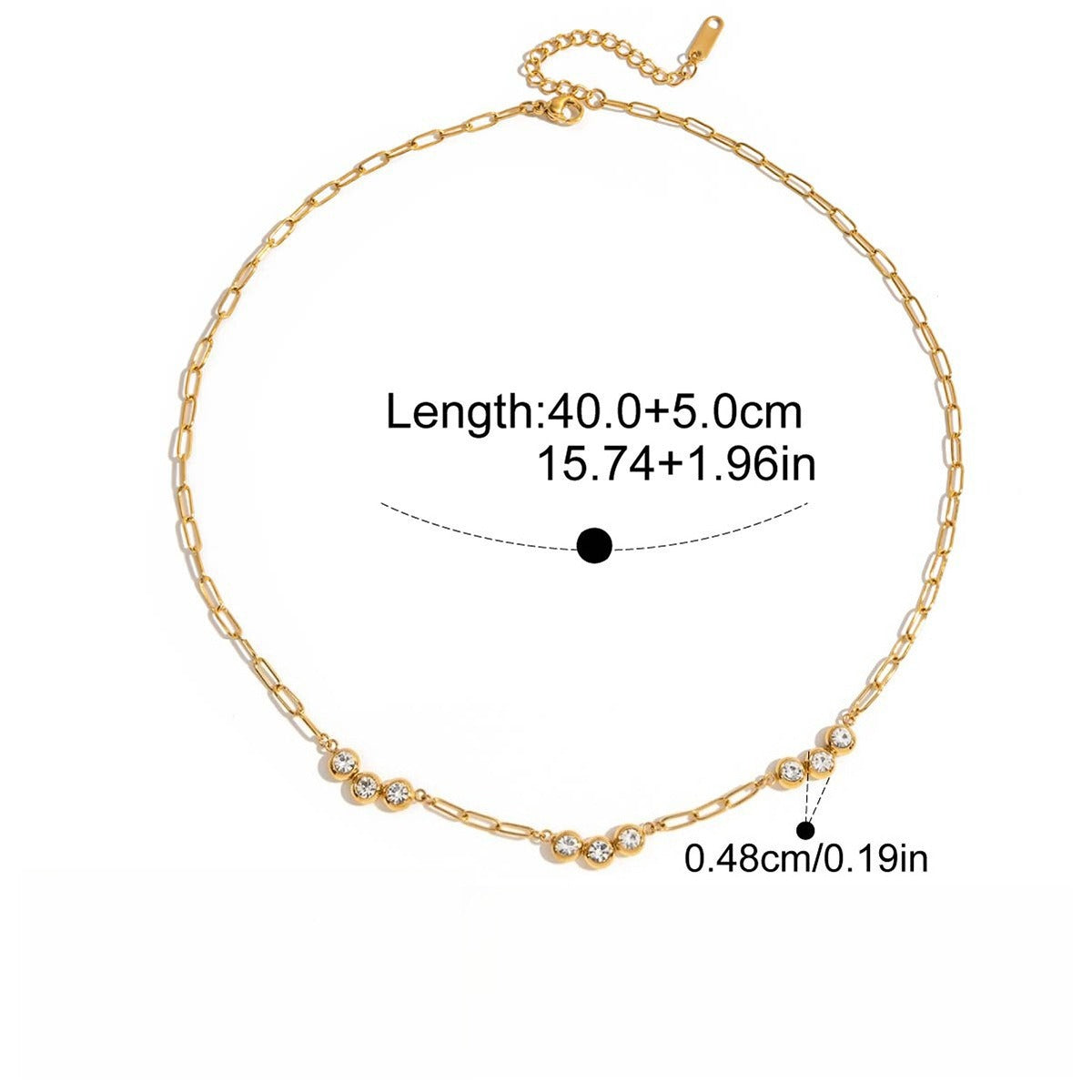 18K Gullbelagt Firkløver Halskjede med Zirkonia - Lykke Symbol Necklace C