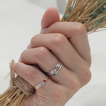 Sølvring Dame S925 Fødselsstein - Minimalistisk Design Håndlaget