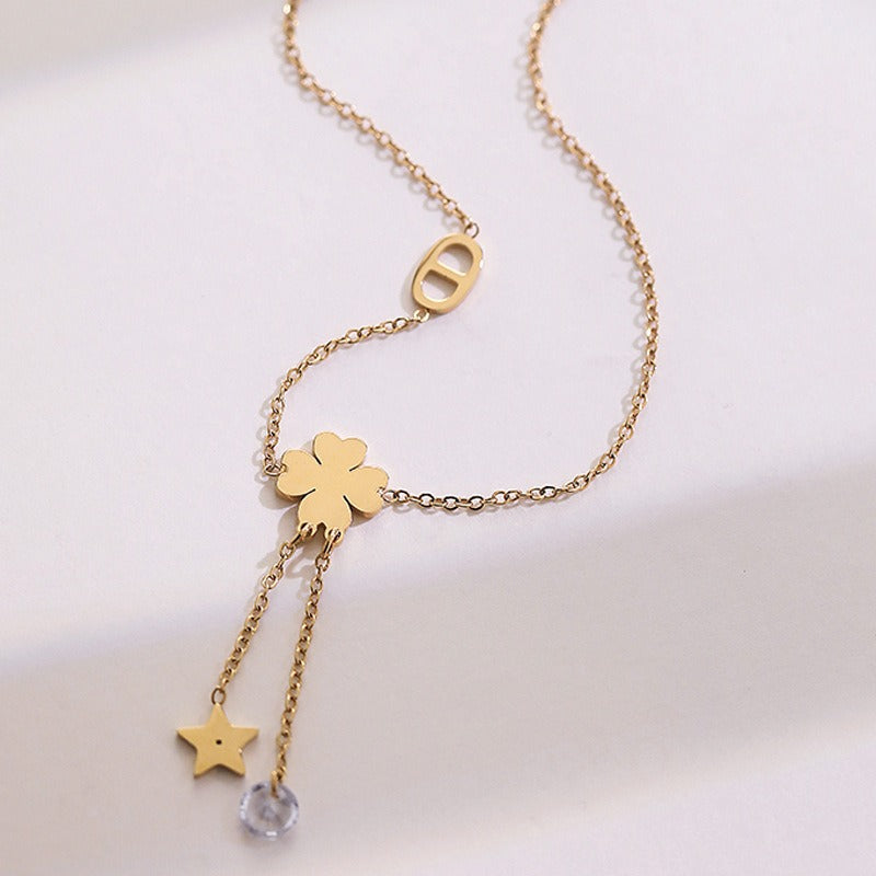 Ankelsmykke Dame 18K gullbelagt - Dusk Stjerne Firkløver Design Only