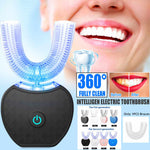 360 Degrees Intelligent Automatic ElectricToothbrush Waterproof U Type Tooth Brush Whitening Blue Light USB Charging - Trendyglobal 