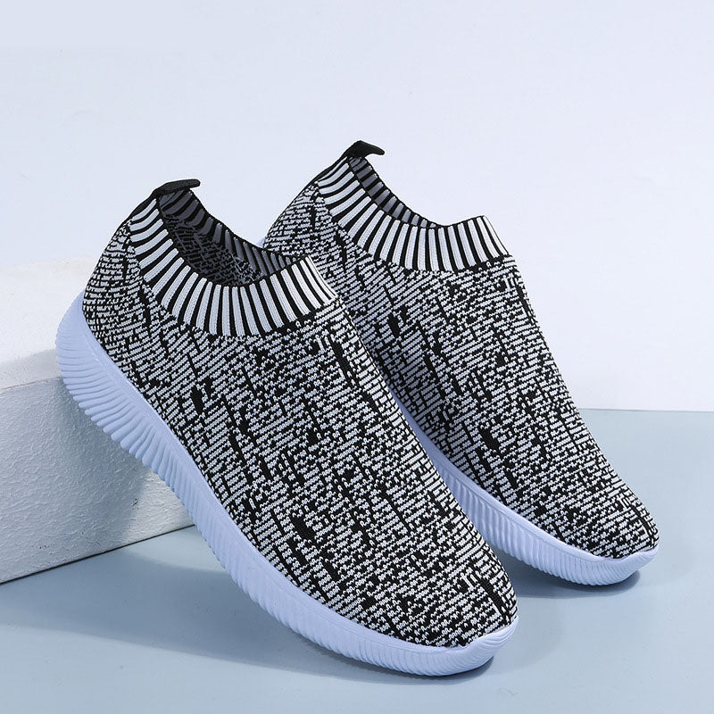 Flats Sneakers for Løping og Gåturer - Stripe Knit Sock Shoes - Trendyglobal 