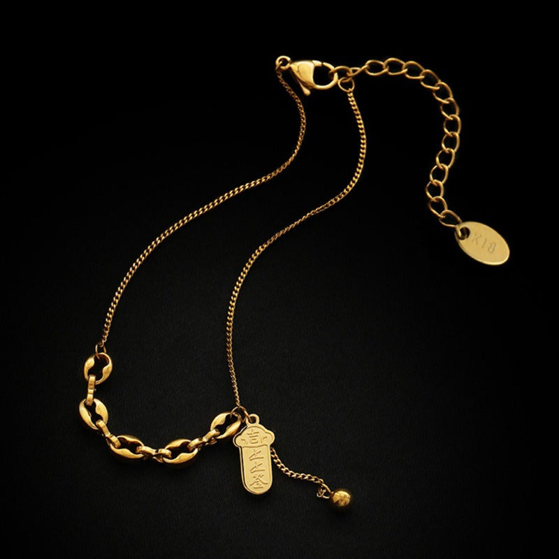 Ankelsmykke Dame 18K gullbelagt - Titanstål Anheng Design