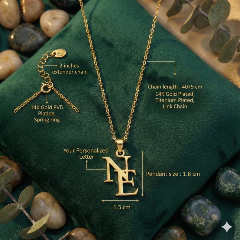 Tilpasset Bokstavhalskjede - Personalisert med Dine Initialer