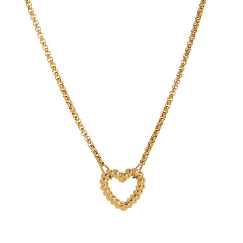 18K Gull Halskjede med Zirkonia Anheng - Elegant Smykke Twisted Heart Necklace
