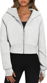 Sporty Kort Hoodie Cardigan - Light grey / S