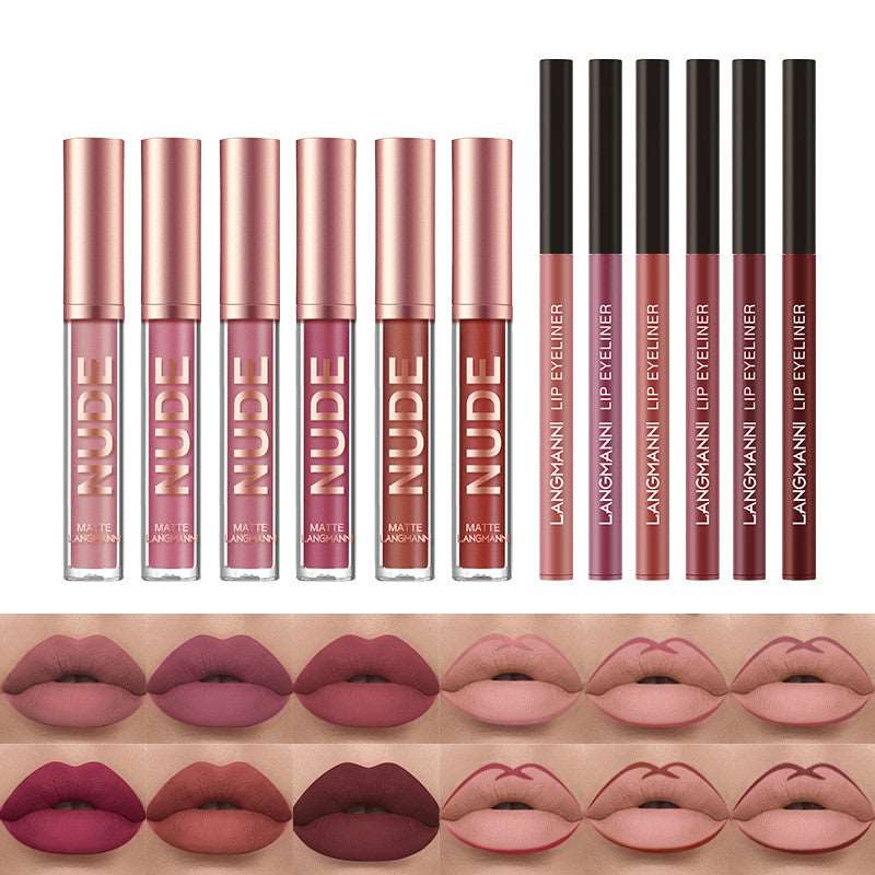 Lip Liner And Lipstick Makeup 12 Pcs Set 6 Matte Lipstick 6 Lip Liner Pens Waterproof Long Lasting Matte Lipstick Beauty Cosmetics Makeup Gift For Girls Lipstick Set - Trendyglobal 