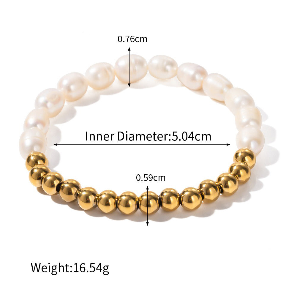 Armbånd Dame 18K Gullbelagt - Kjede Perle Design Lett Luksus Høyverdig Style C-06