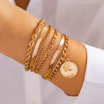 Armbånd Dame 18K Gullbelagt - Imitasjonsperle Stabling Design Gold 4-piece set