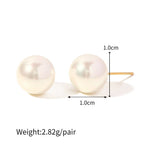 Øredobber Dame 18K Gull - Geometrisk Perle Design Høyverdig Style G-10