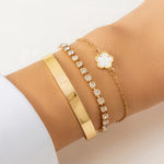 Armbånd Dame 18K Gullbelagt - Hip-Hop Punk Rhinestone Firkløver Gold + White