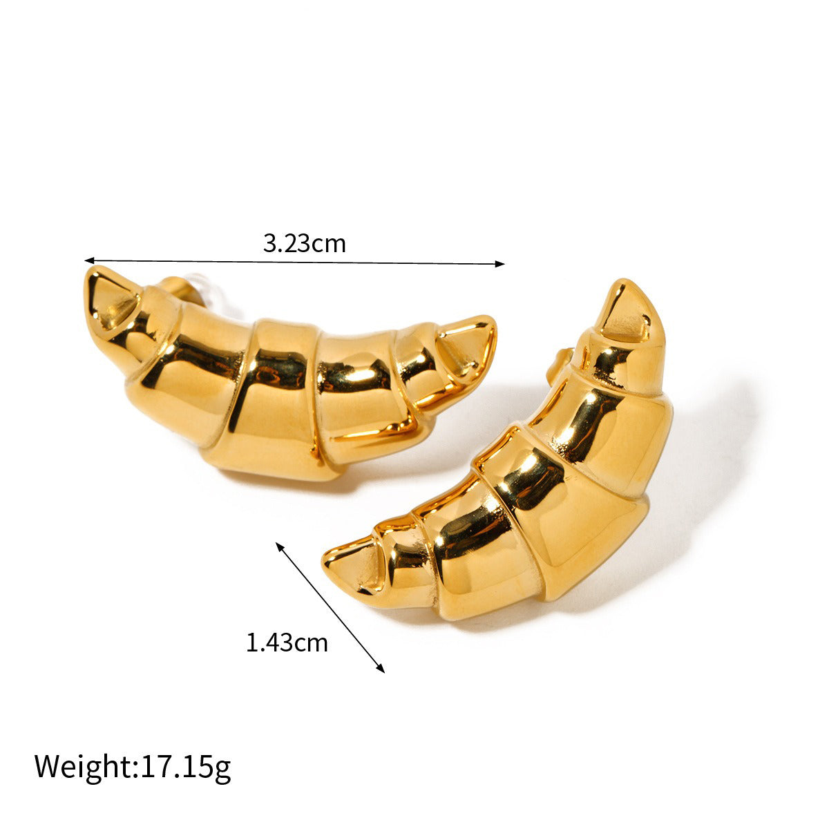 Øredobber Dame 18K Gullbelagt - Geometrisk Bar/Tråd/Bølge Design Style K-25